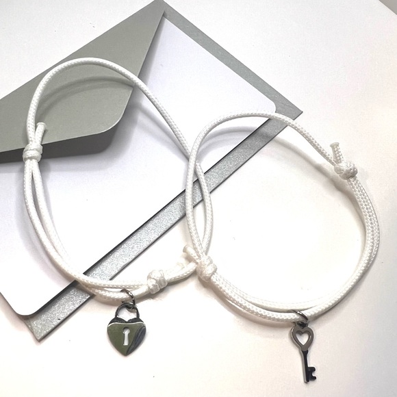 Key and Heart Couple Bracelets - Picture 1 of 5
